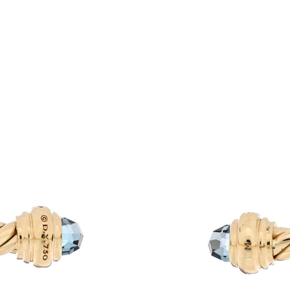 David Yurman 18K Yellow Gold Diamond Hampton Blue Topaz 3mm Cablespira Bracelet 3 of 3