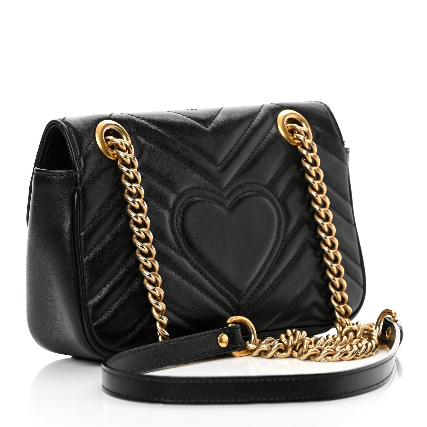Gucci Calfskin Matelasse Mini GG Marmont Shoulder Bag Black 3 of 17