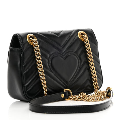 Gucci Calfskin Matelasse Mini GG Marmont Shoulder Bag Black 3 of 17