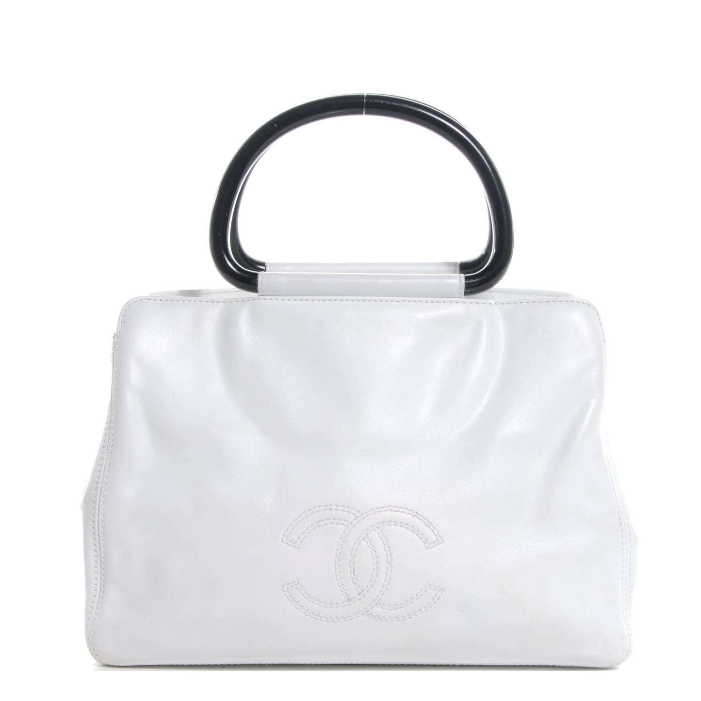 Lambskin CC Handle Tote White