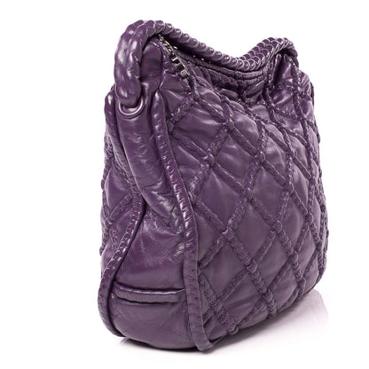 Chanel Quilted Lambskin Hidden Chain Hobo Purple 3 of 9