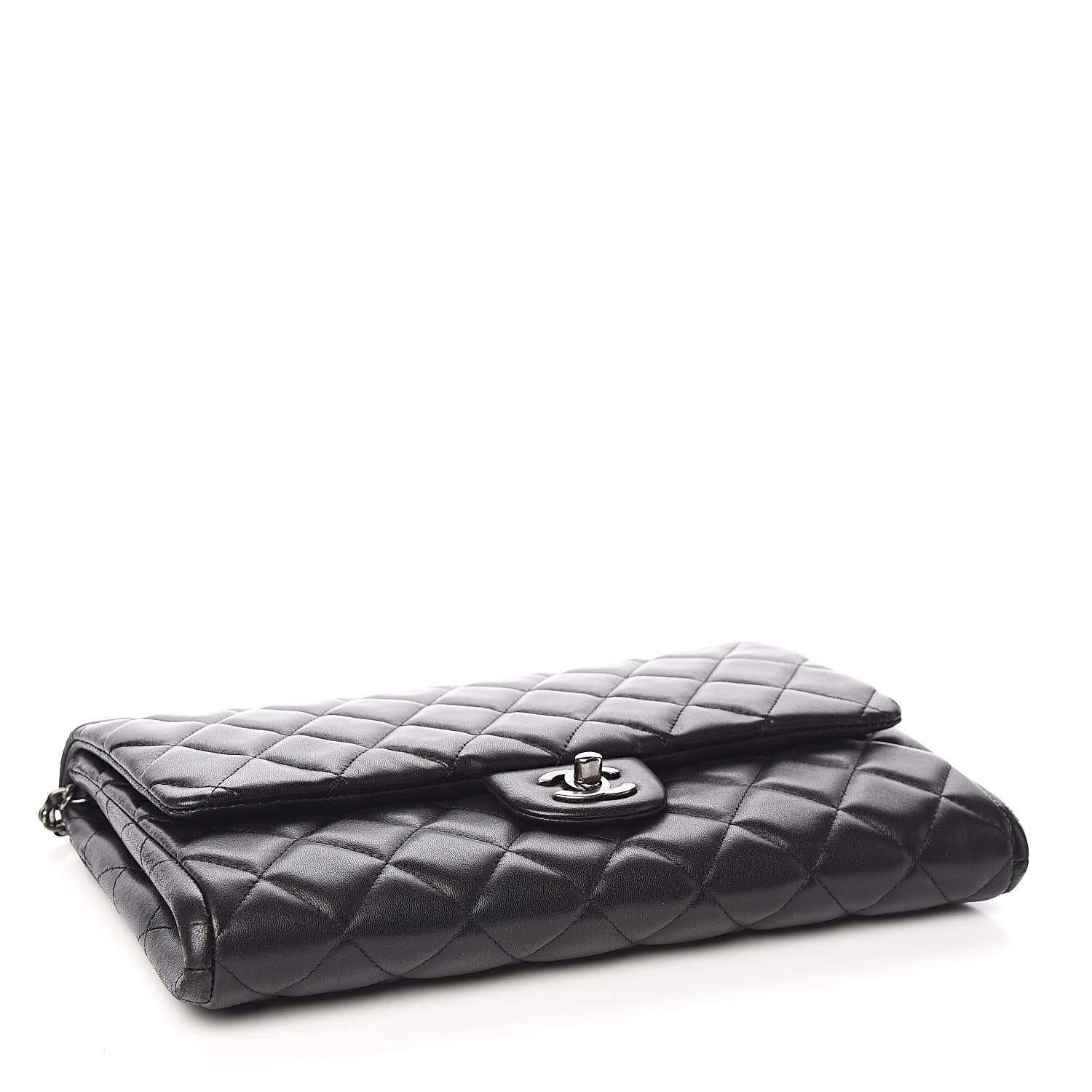 Chanel Lambskin Quilted Clutch With Chain Flap Black 4 of 13