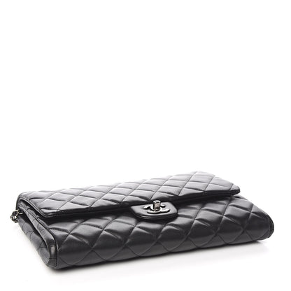 Chanel Lambskin Quilted Clutch With Chain Flap Black 4 of 13
