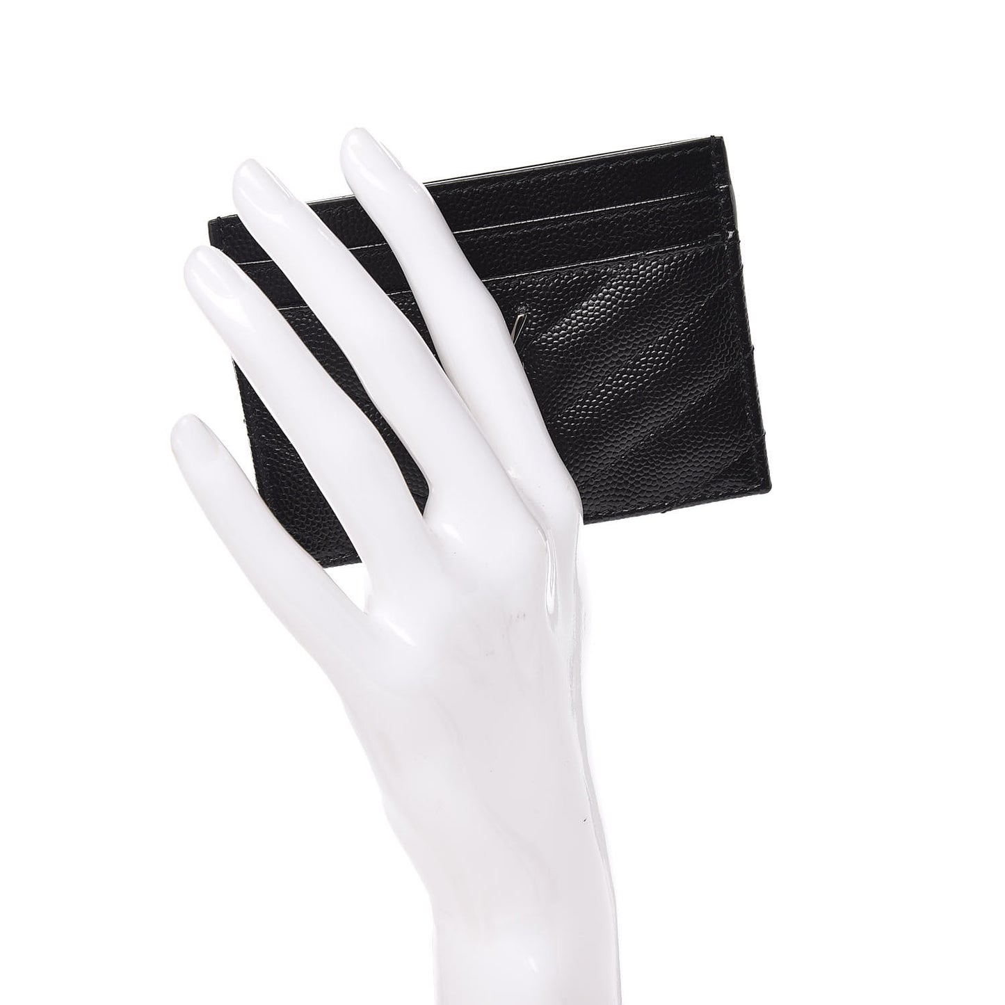 Grain De Poudre Matelasse Chevron Monogram Credit Card Case Black