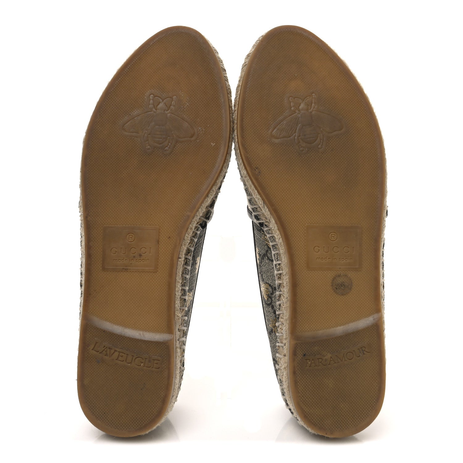 Gucci GG Supreme Monogram Bees Espadrille Flats 36.5 Beige Ebony Oro Black 7 of 10