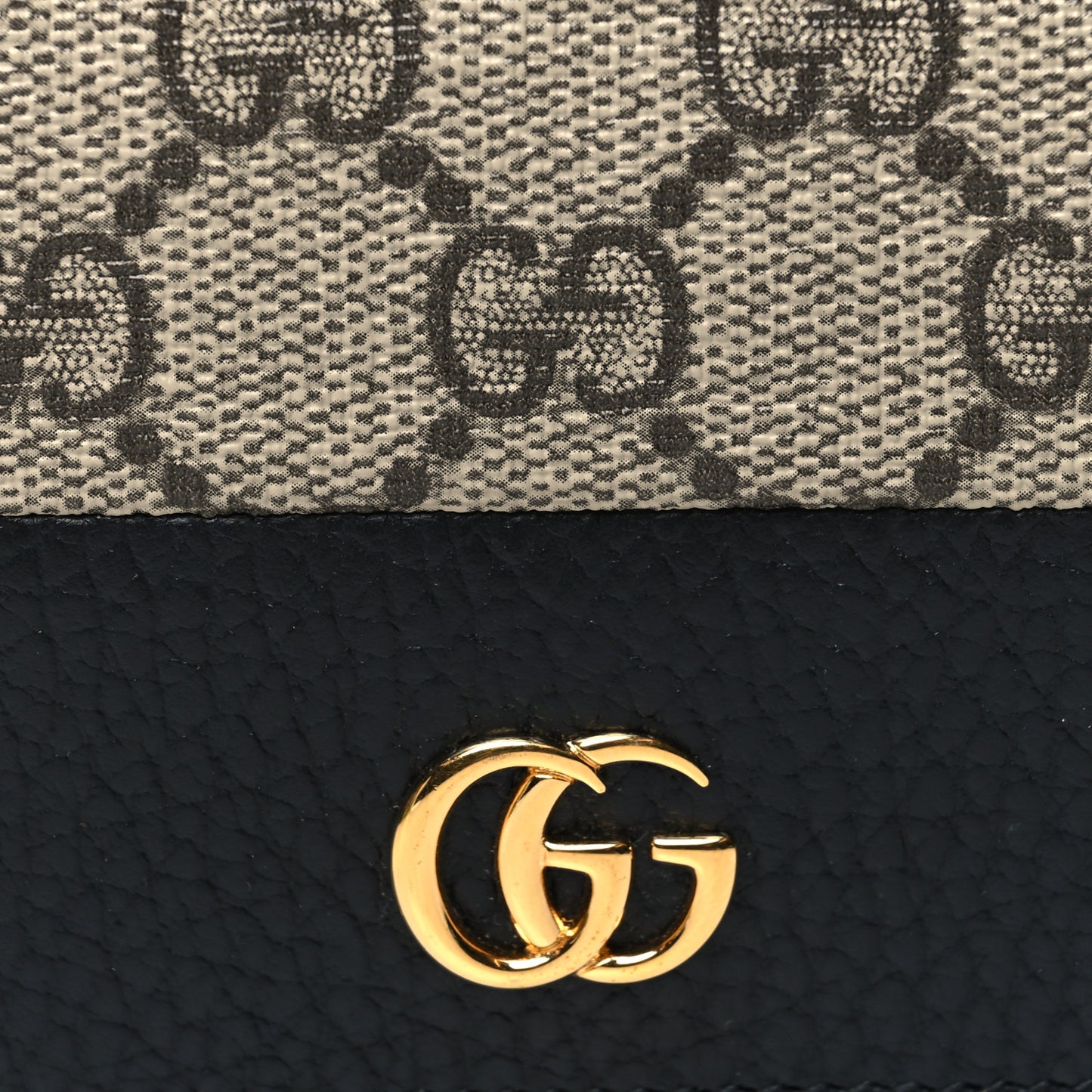 Dollar Calfskin GG Supreme Monogram GG Marmont Card Case Black Beige Ebony