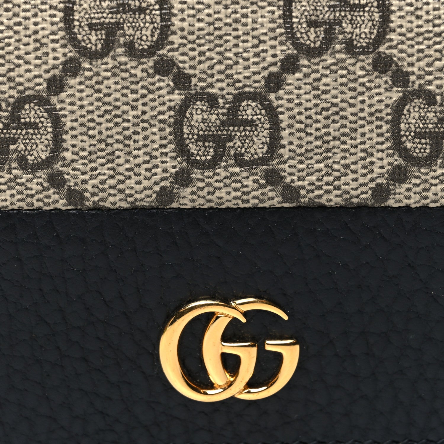Gucci Dollar Calfskin GG Supreme Monogram GG Marmont Card Case Black Beige Ebony 9 of 10