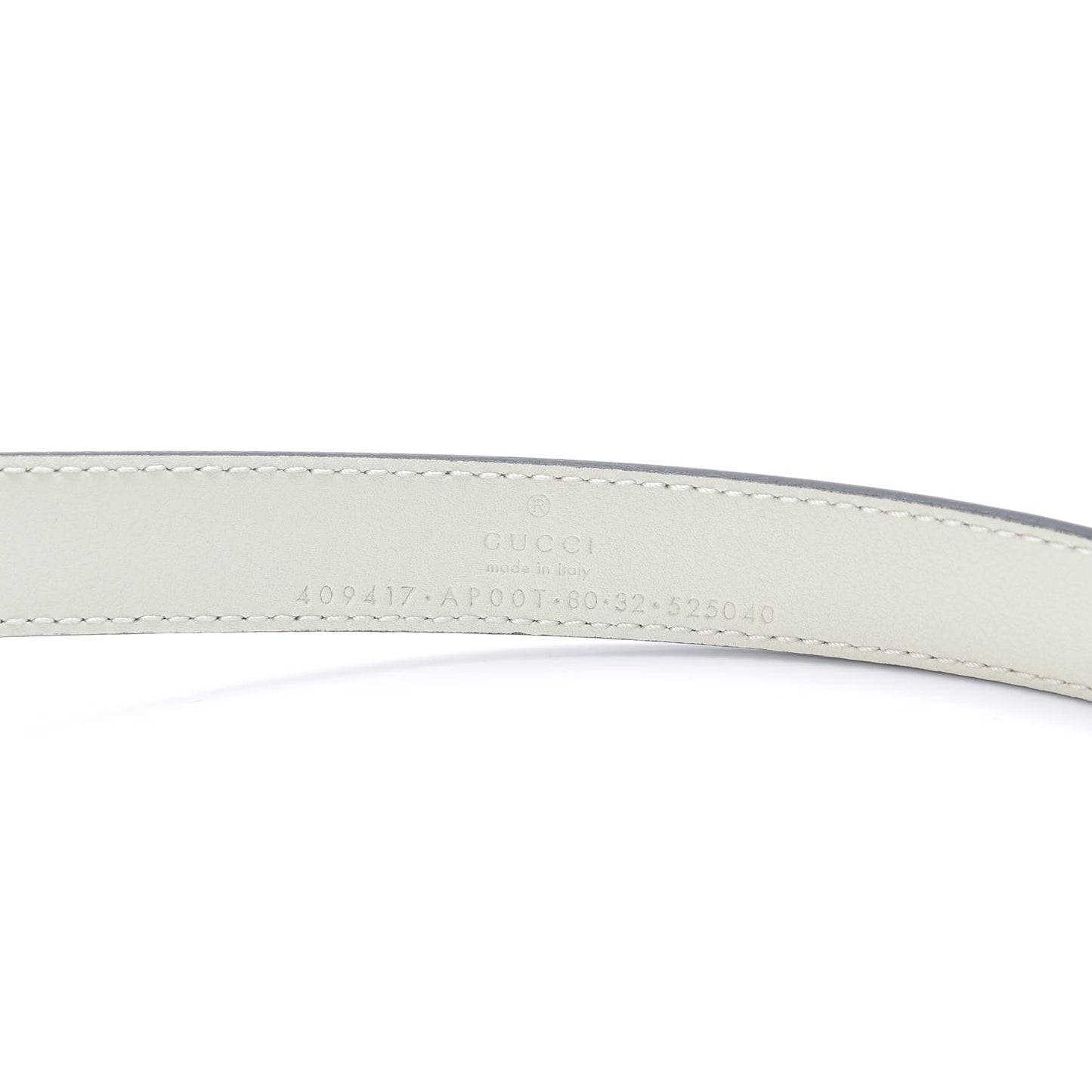 Calfskin Double G 20mm Belt 80 32 Mystic White