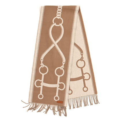 Hermes Cashmere Casaque Grand Mors Muffler Camel Ivory 2 of 3