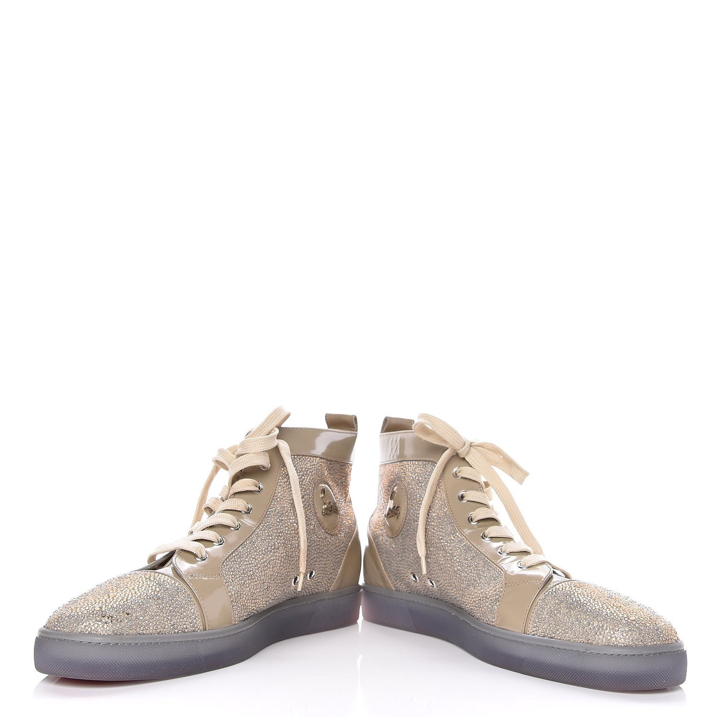 Patent Strass Mens Louis Flat Sneakers 46.5 Taupe