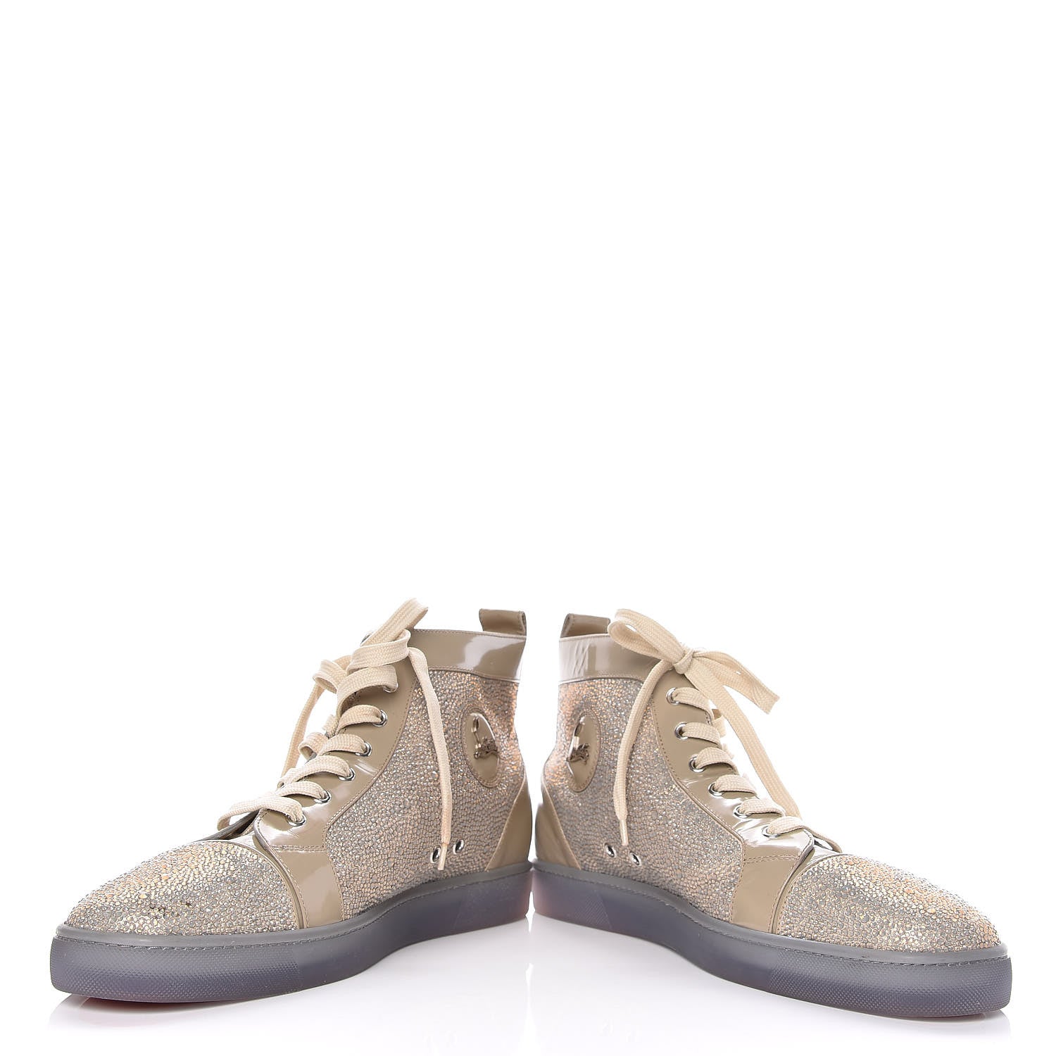 Christian Louboutin Patent Strass Mens Louis Flat Sneakers 46.5 Taupe 9 of 16