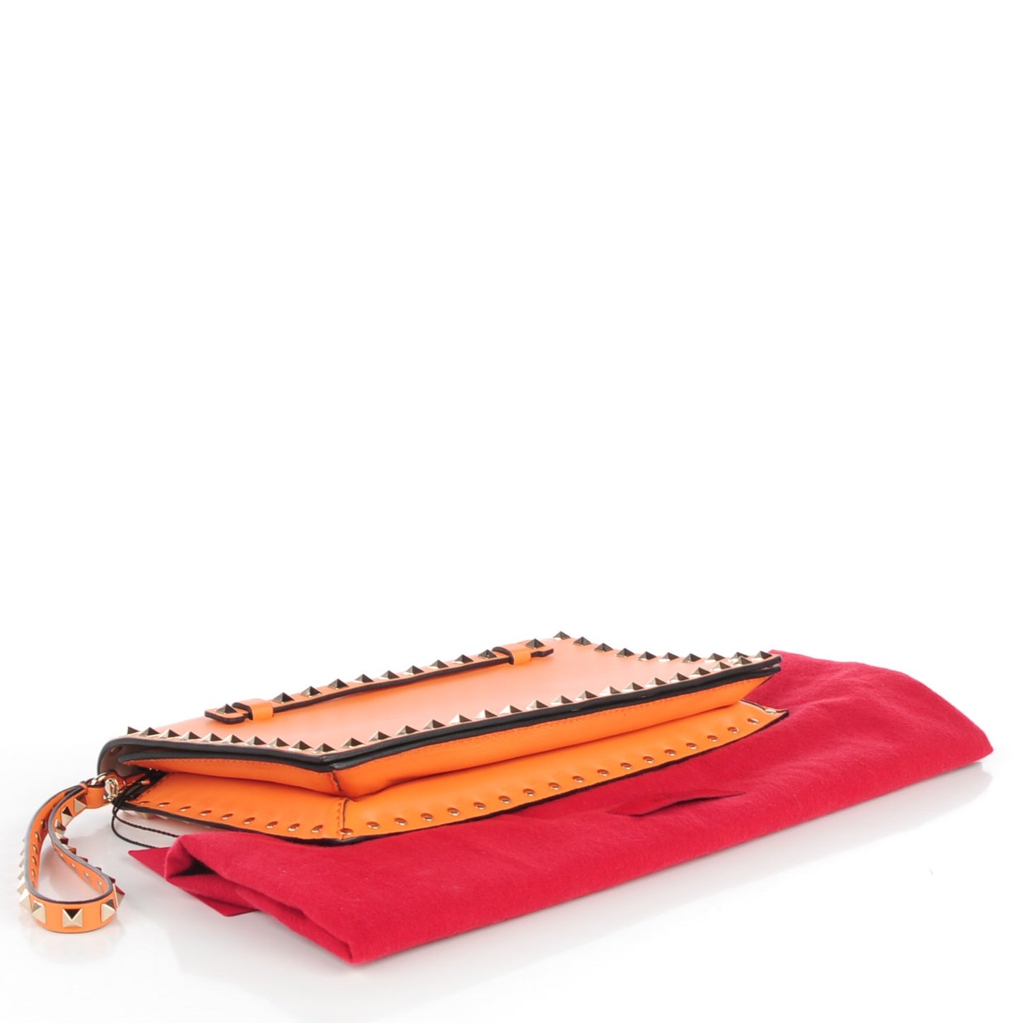 Nappa Rockstud Wristlet Clutch Melon Sorbet