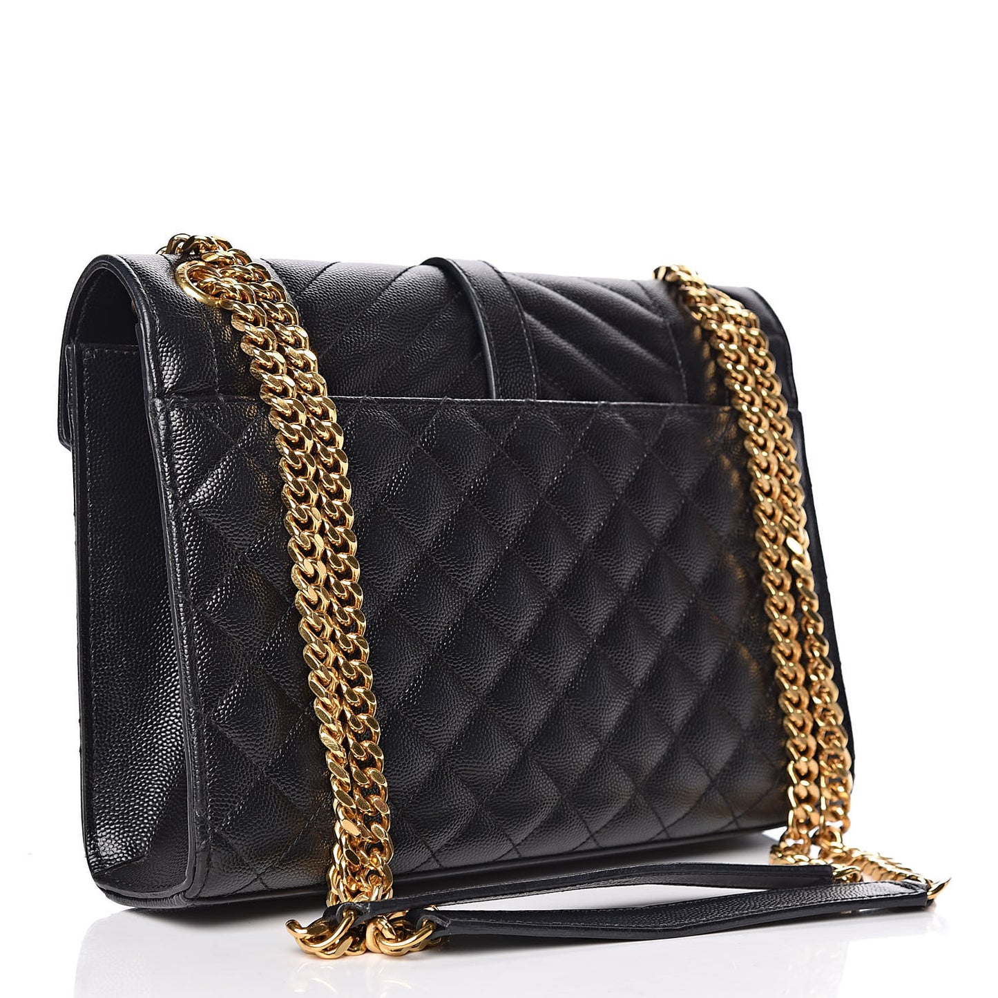 Grain De Poudre Textured Mixed Matelasse Triquilt Medium Monogram Satchel Black