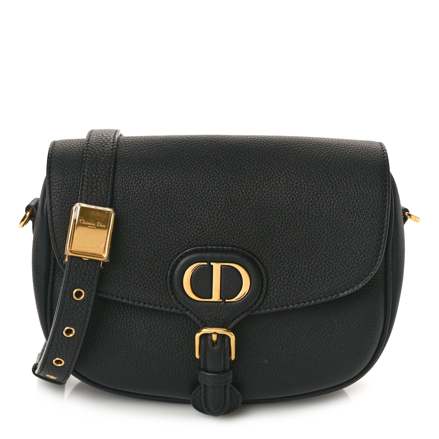 Grained Calfskin Medium Bobby Flap Black