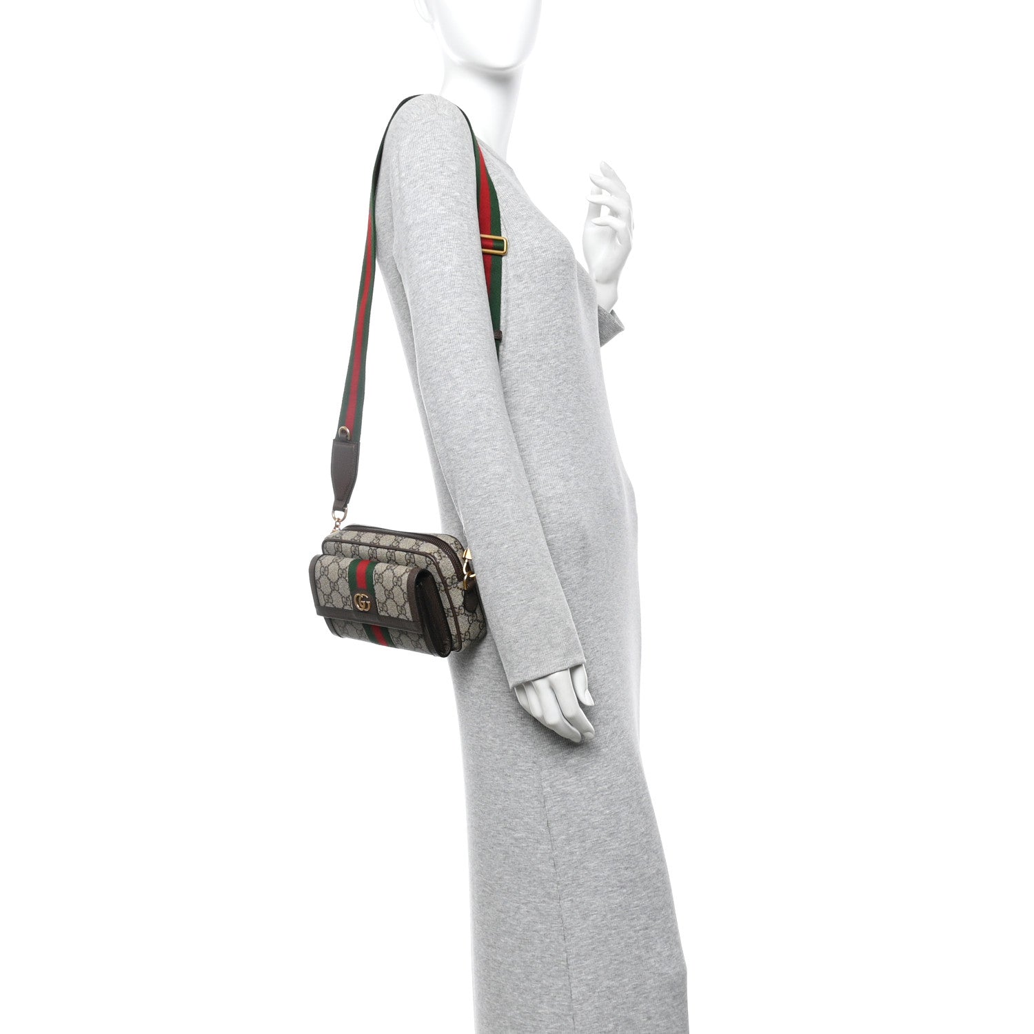 Gucci GG Supreme Monogram Web Mini Ophidia Bag Beige Ebony 2 of 10