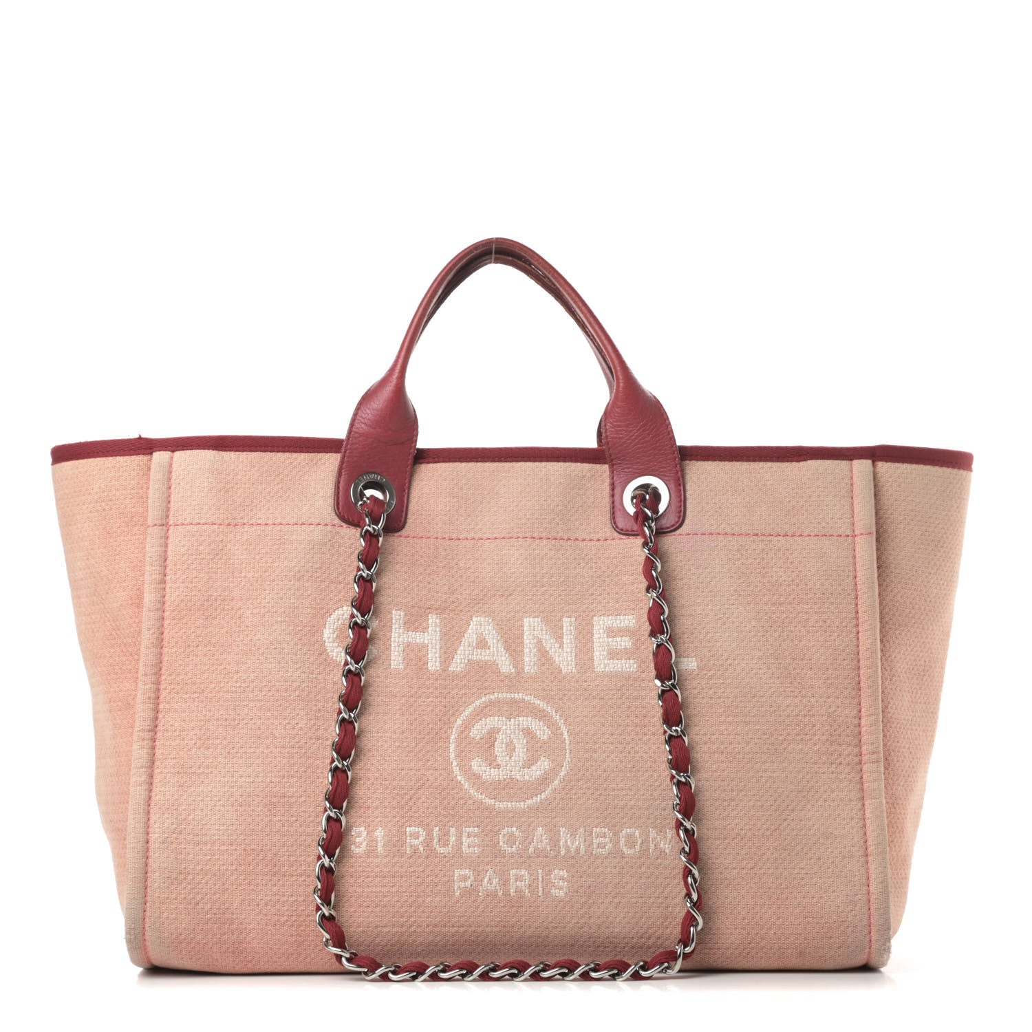 Chanel Canvas Medium Deauville Tote Red 1 of 19