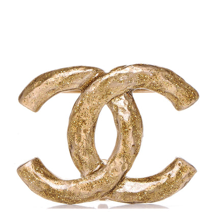 Chanel Glitter Enamel CC Brooch Gold 1 of 4