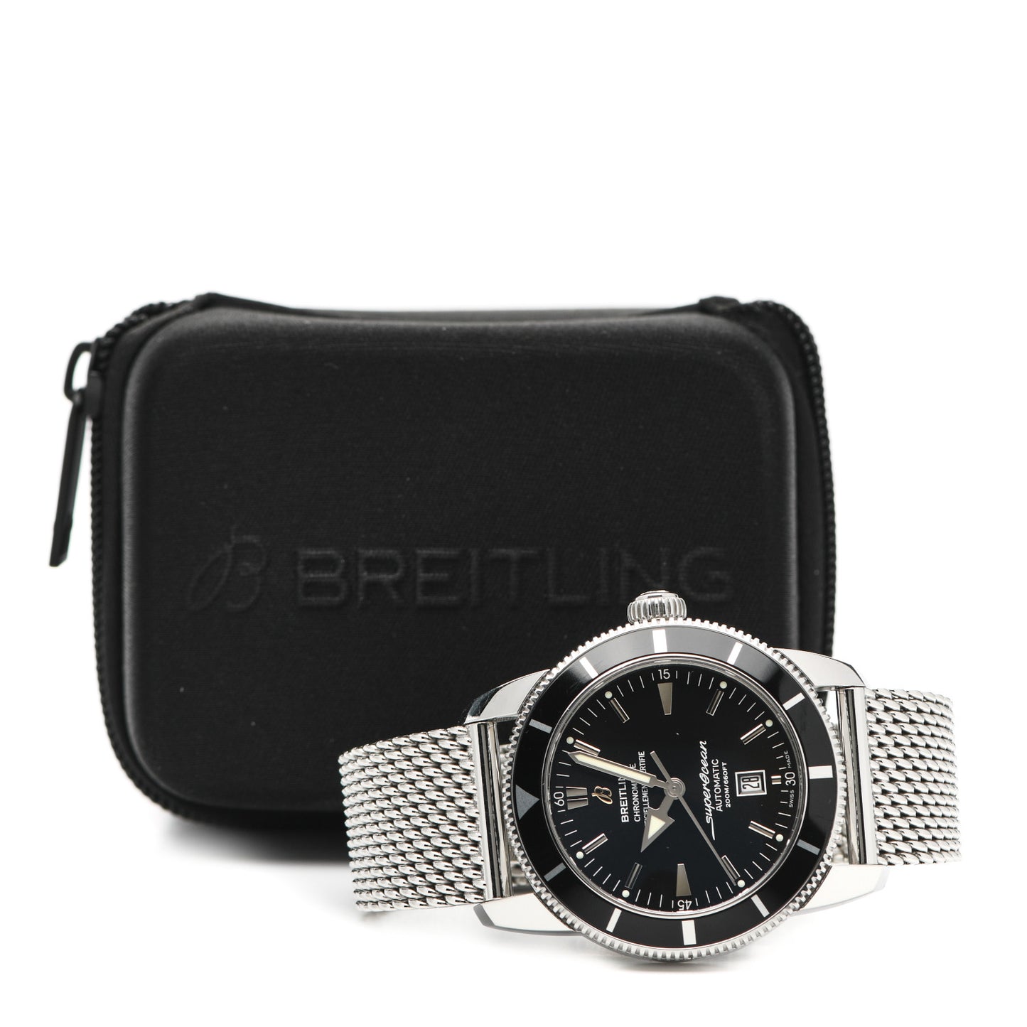 Stainless Steel 46mm Super Ocean Heritage II Automatic Watch Black A17320
