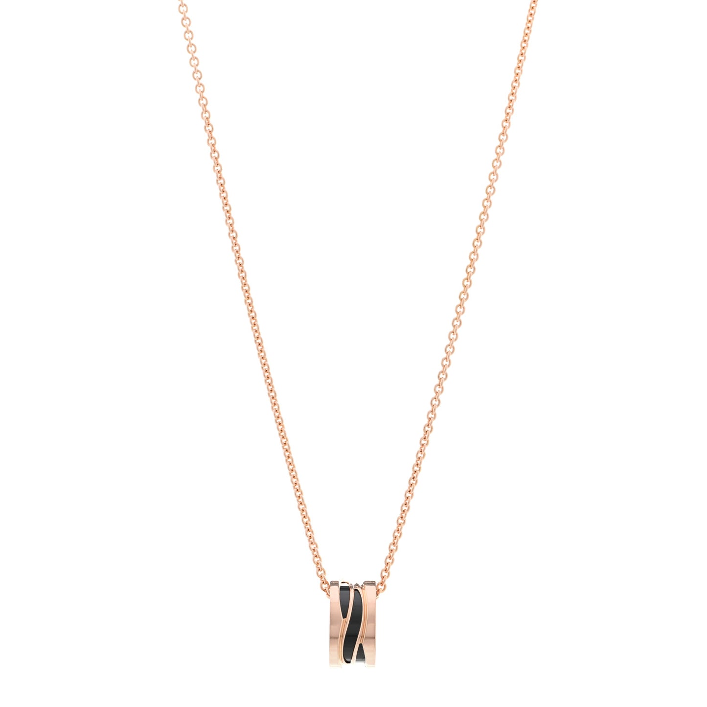18K Rose Gold Ceramic B.Zero1 Legends Pendant Necklace Black