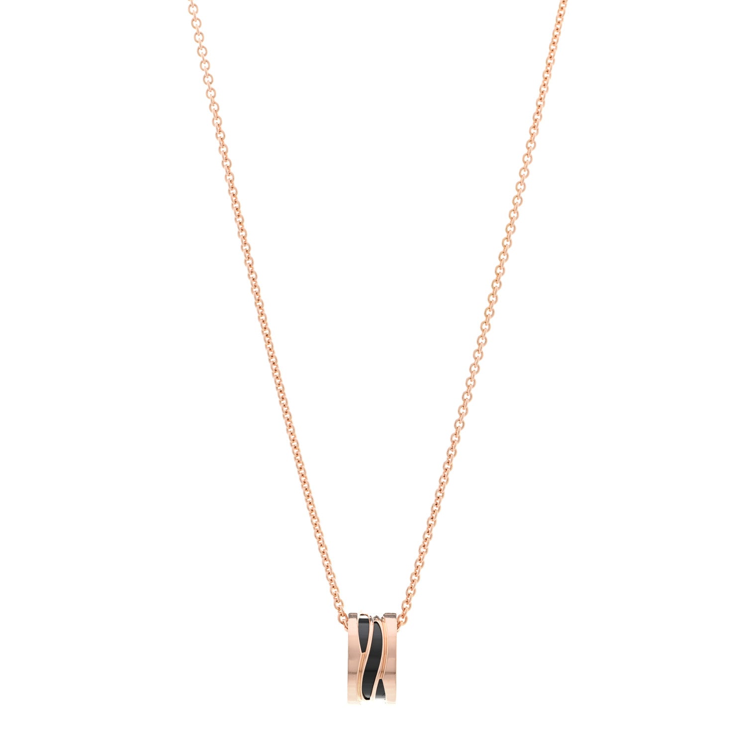 Bulgari 18K Rose Gold Ceramic B.Zero1 Legends Pendant Necklace Black 1 of 5