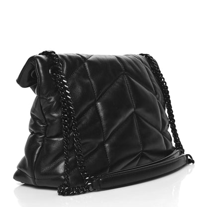 Saint Laurent Lambskin Quilted Small Loulou Puffer Monogram Chain Satchel Black 3 of 7