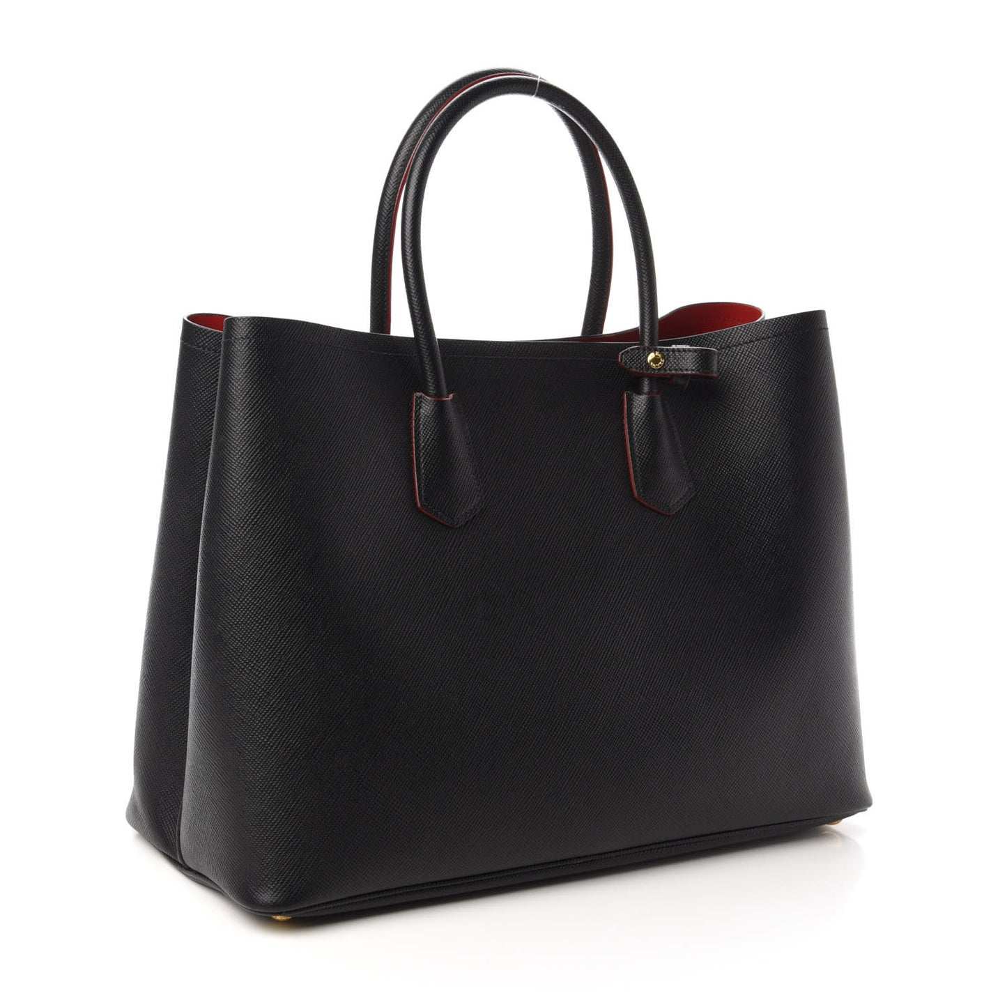 Saffiano Cuir Large Double Bag Black Fuoco