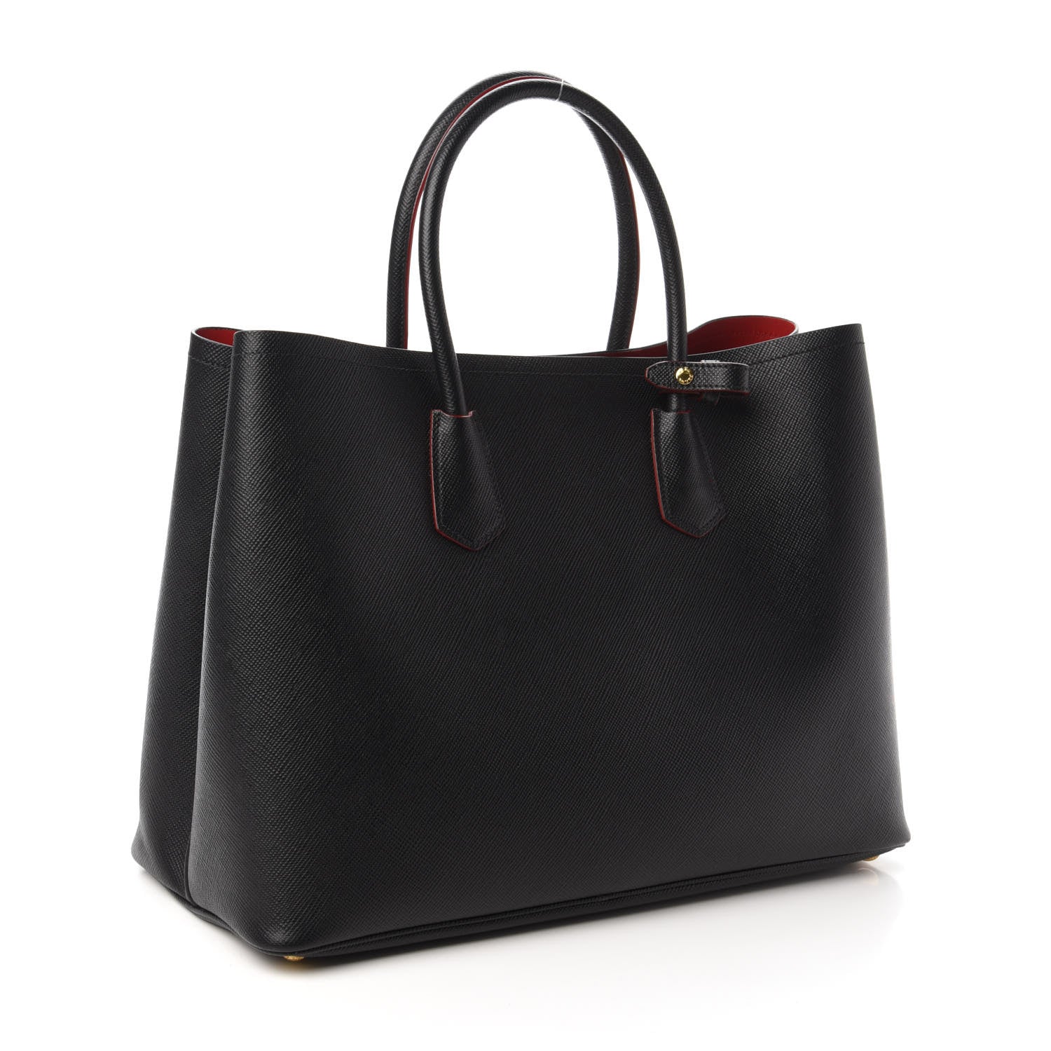 Prada Saffiano Cuir Large Double Bag Black Fuoco 3 of 9