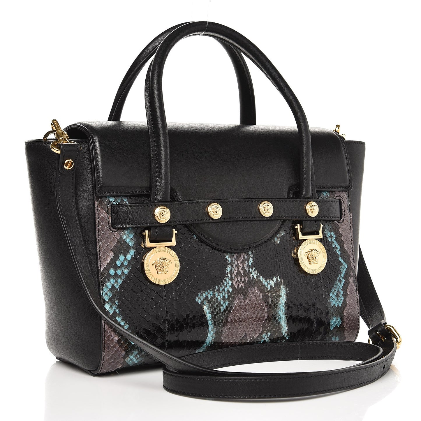Calfskin Python Small Signature Bag Black