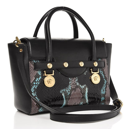 Versace Calfskin Python Small Signature Bag Black 3 of 6