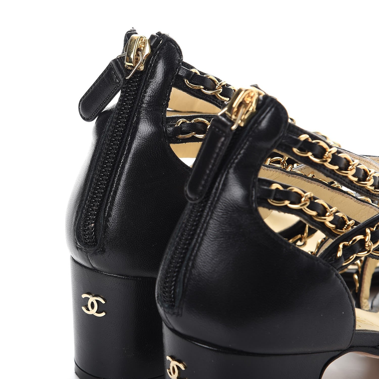 Chanel Lambskin CC Chain Sandals 35 Black 11 of 19