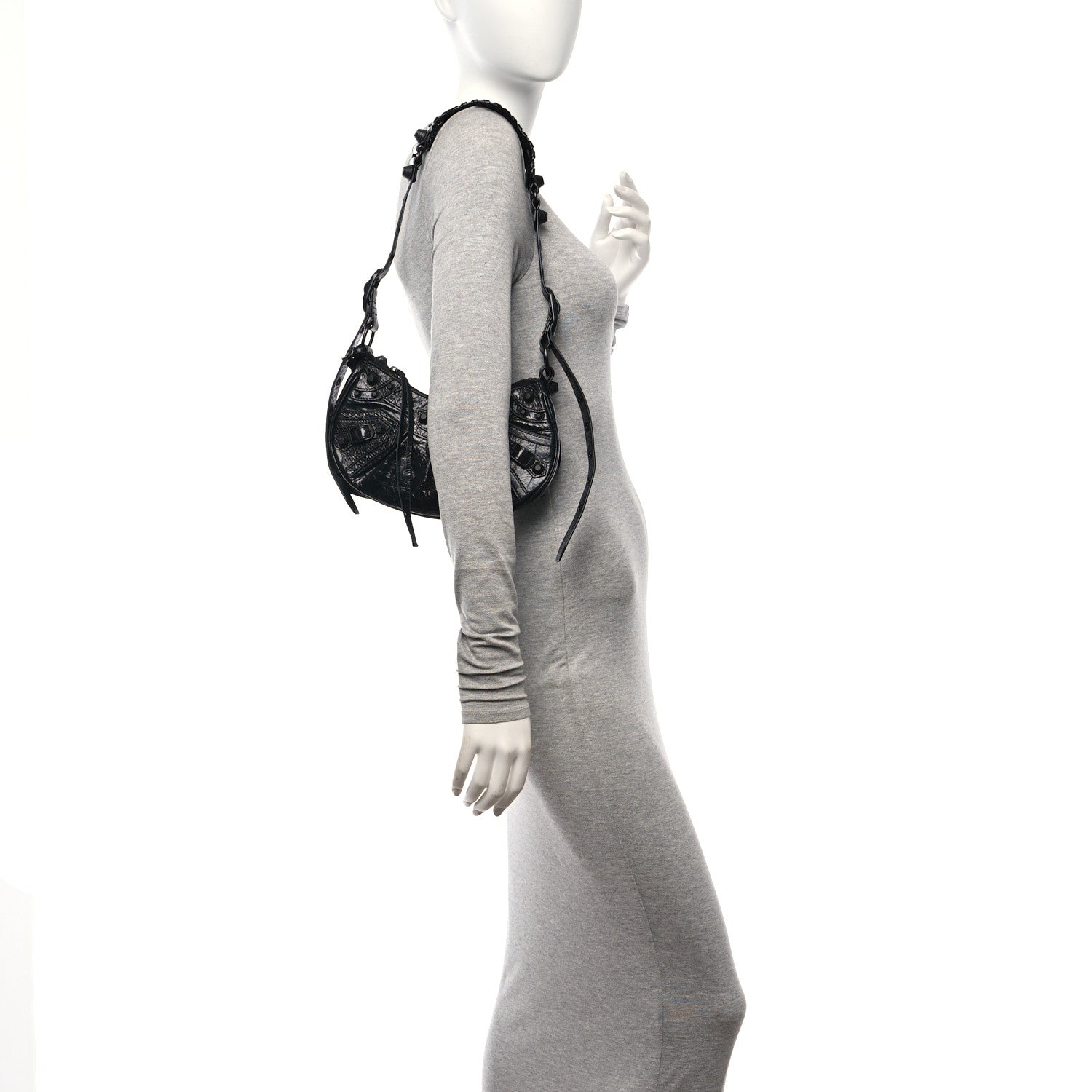 Balenciaga Agneau Arena Monochrome Le Cagole Shoulder Bag XS Black 2 of 11