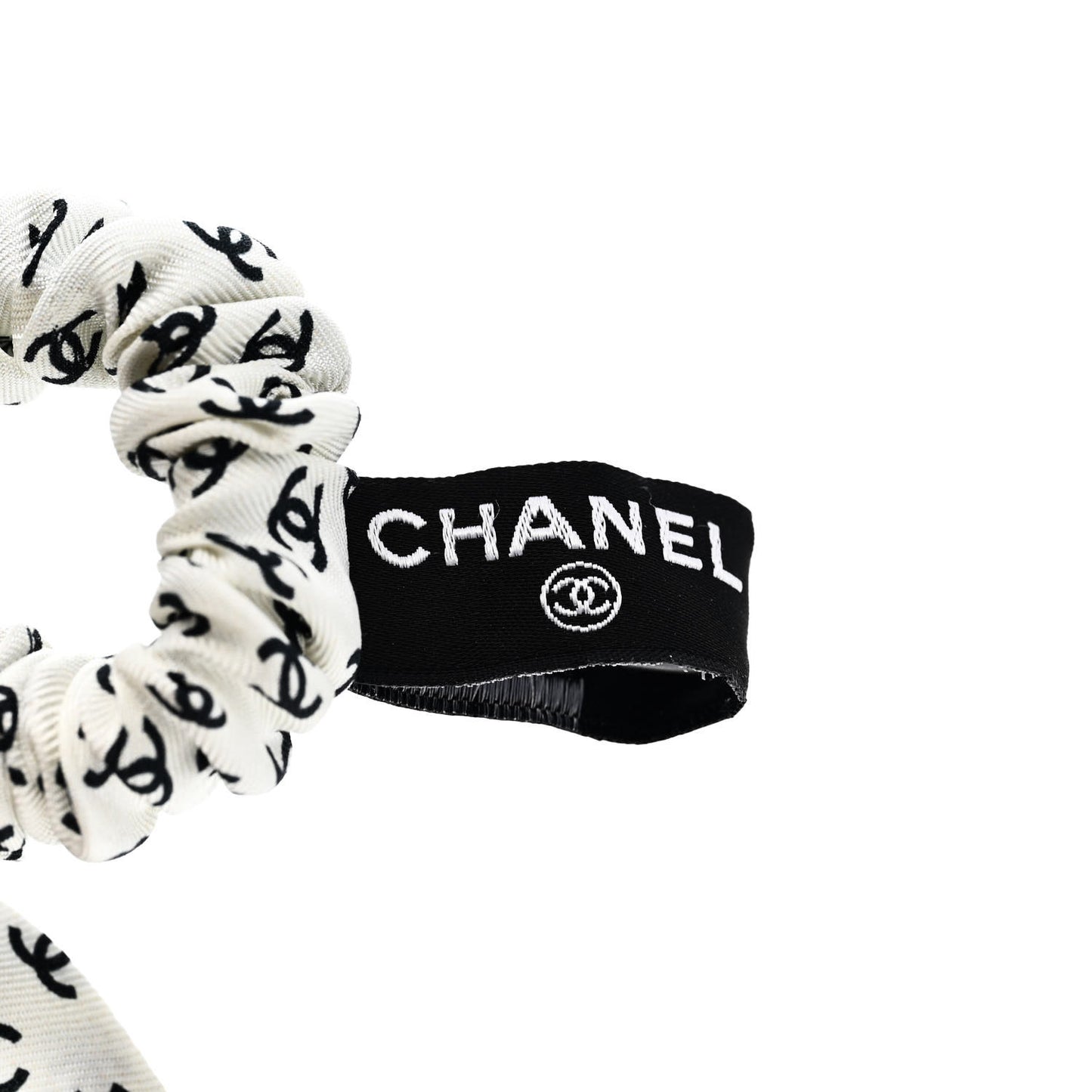 Silk Twill CC Scarf Hair Tie Black White