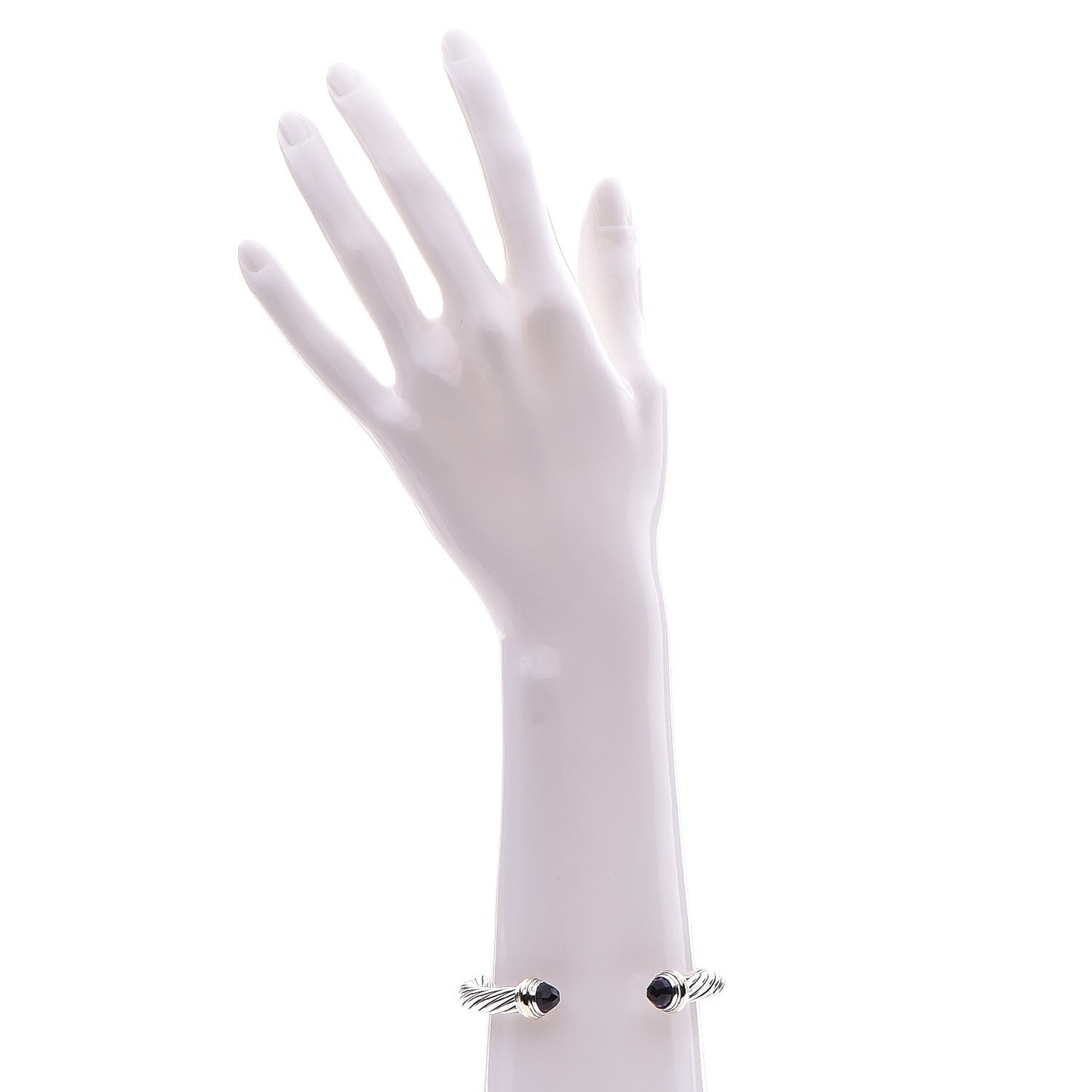 Sterling Silver 14K Yellow Gold Amethyst 7mm Cable Classics Bracelet
