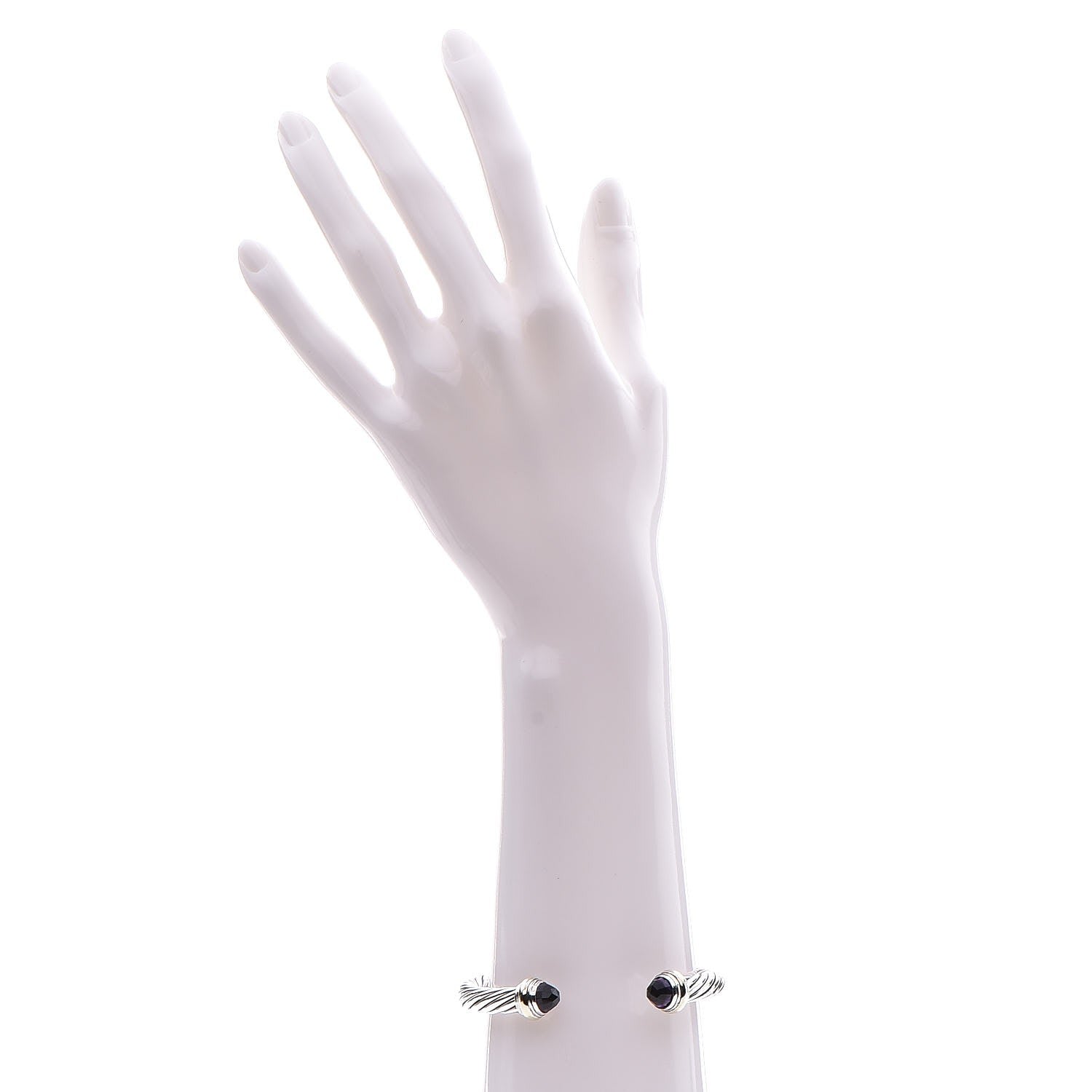 David Yurman Sterling Silver 14K Yellow Gold Amethyst 7mm Cable Classics Bracelet 2 of 5