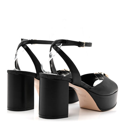 Gucci Calfskin GG Charlotte Ankle Wrap 30/85mm Platform Sandals 37.5 Black 4 of 10