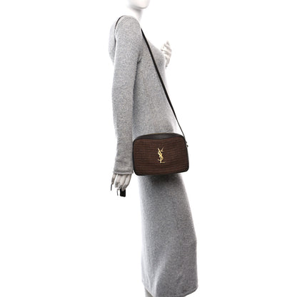 Saint Laurent Raffia Canvas Monogram Lou Camera Bag Dark Chocolate 2 of 10