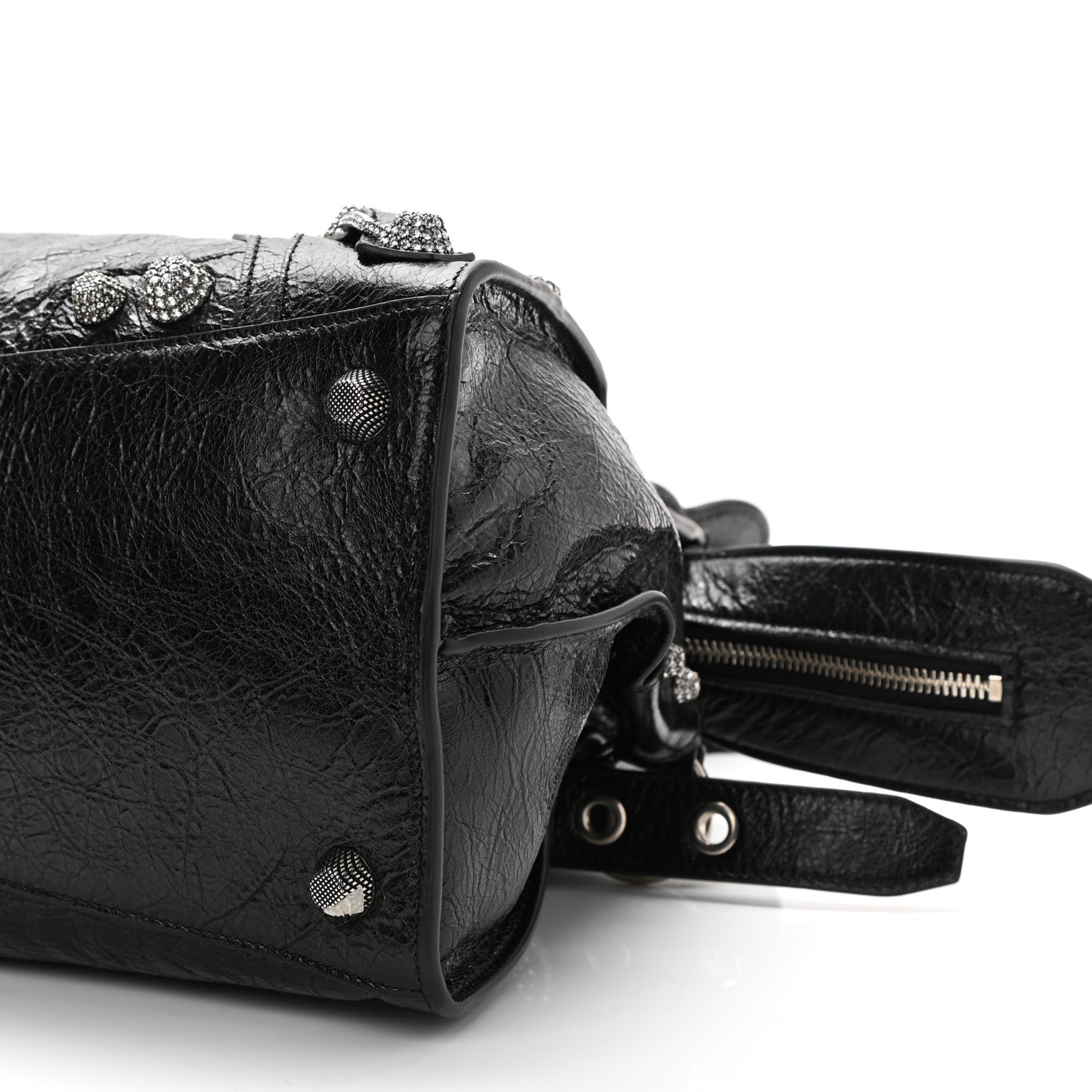 Balenciaga Agneau Arena Crystal Neo Cagole City Handbag Black 10 of 10