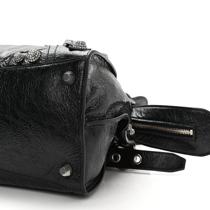 Balenciaga Agneau Arena Crystal Neo Cagole City Handbag Black 10 of 10