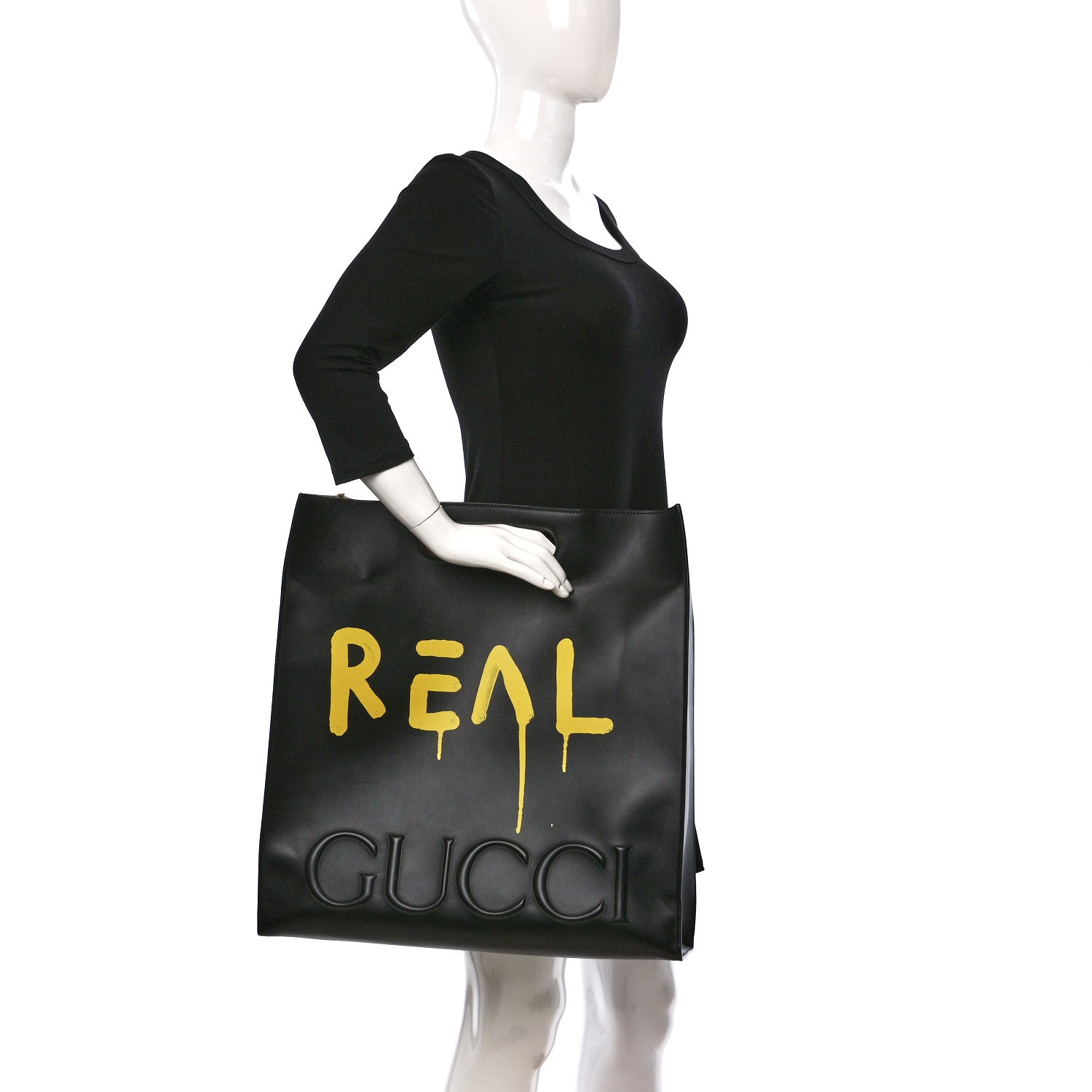 Gucci Calfskin GucciGhost Real Large XL Tote Black Yellow 2 of 8