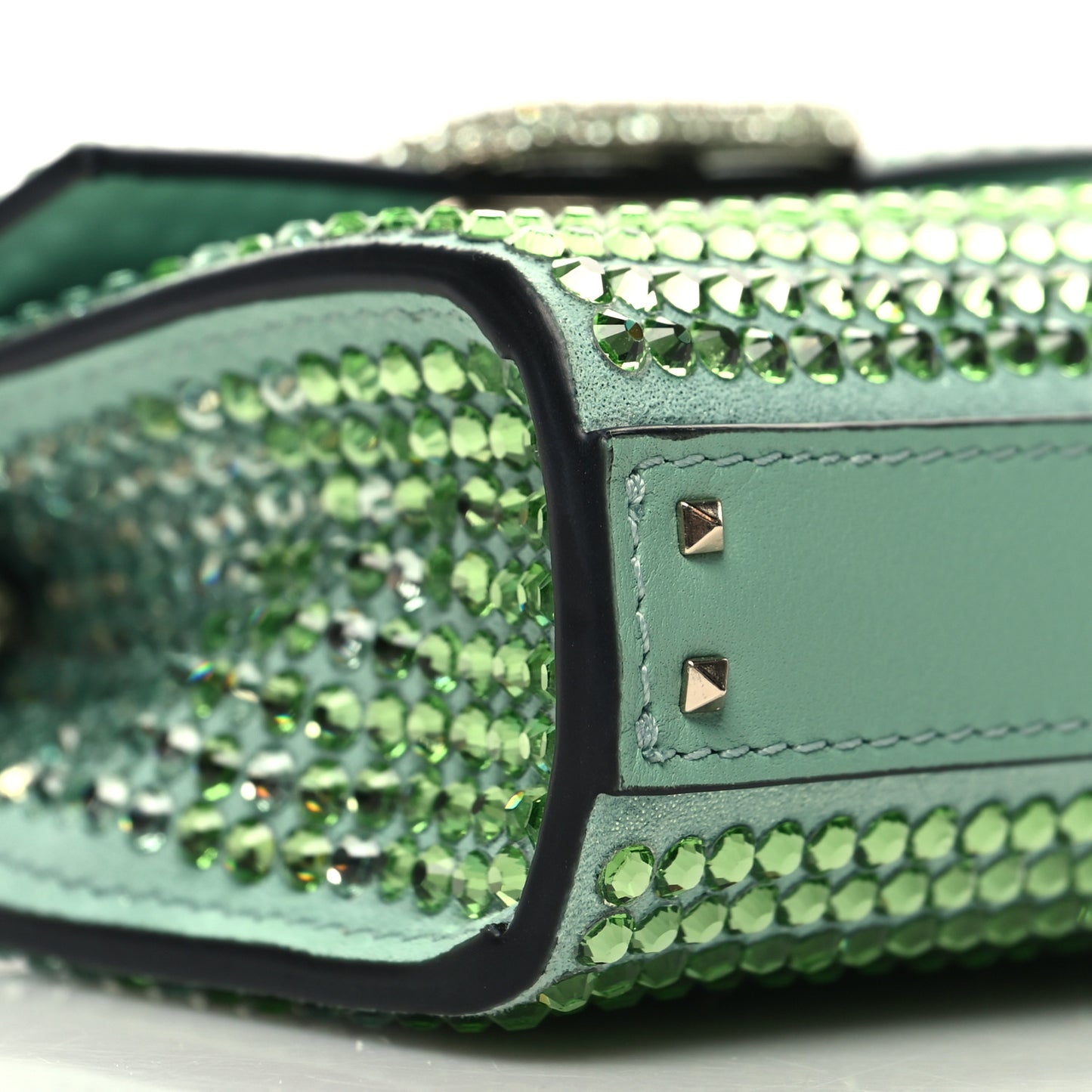 Rhinestones Gradient Micro Vsling Top Handle Bag Aquamarine