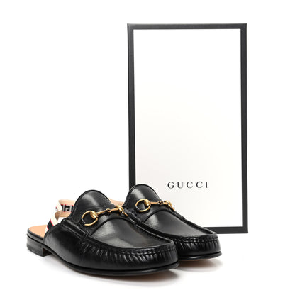 Gucci Goatskin Stripe Mens Horsebit Slingback Slippers 10.5 Black 11 of 11