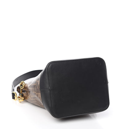 Fendi Glazed Fabric Vitello Grace F is Fendi FF 1974 Stamp Patch Grande Mon Tresor Bucket Bag Mogano Panna Black 4 of 10