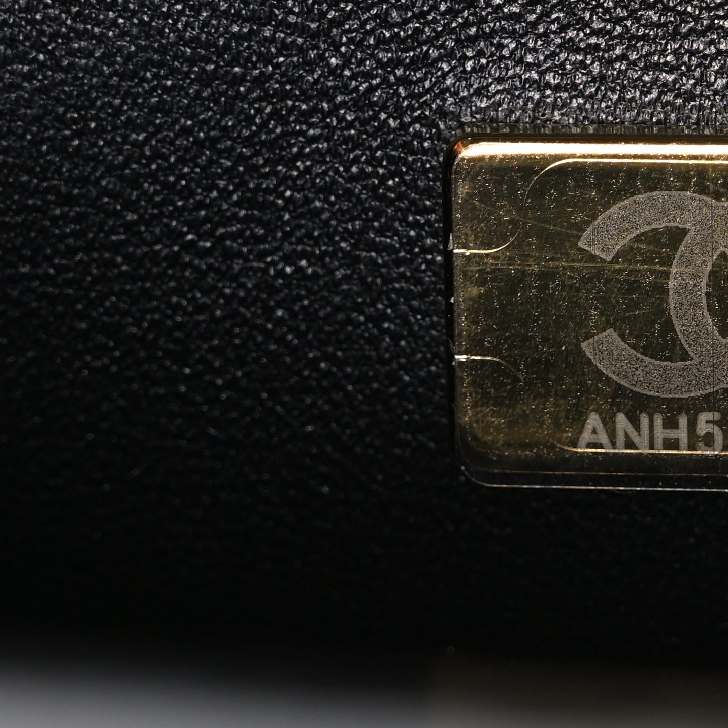 Shiny Lambskin Quilted Twisted Links Top Handle Flap Black