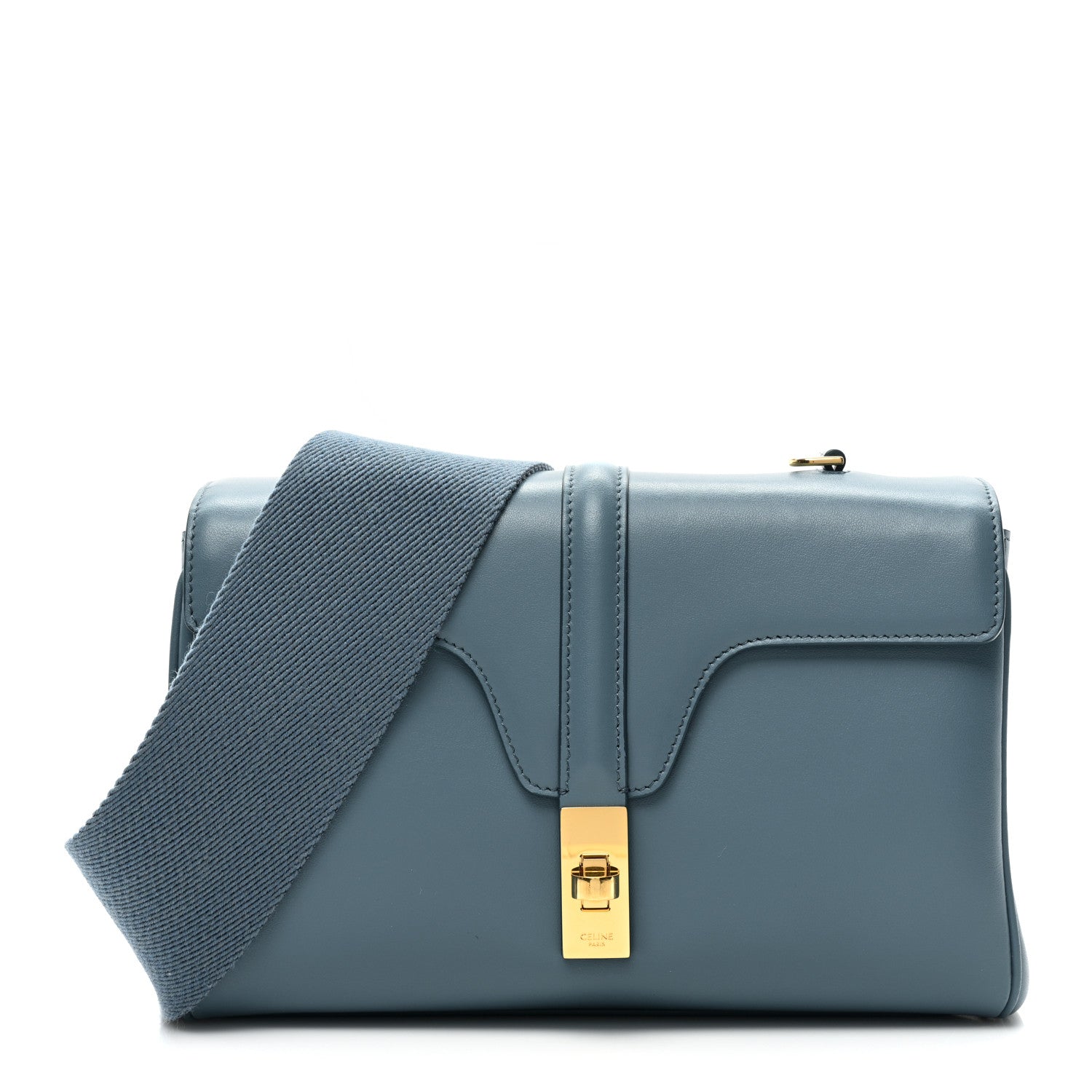 Celine Smooth Calfskin Teen Soft 16 Shoulder Bag Blue Grey 1 of 9