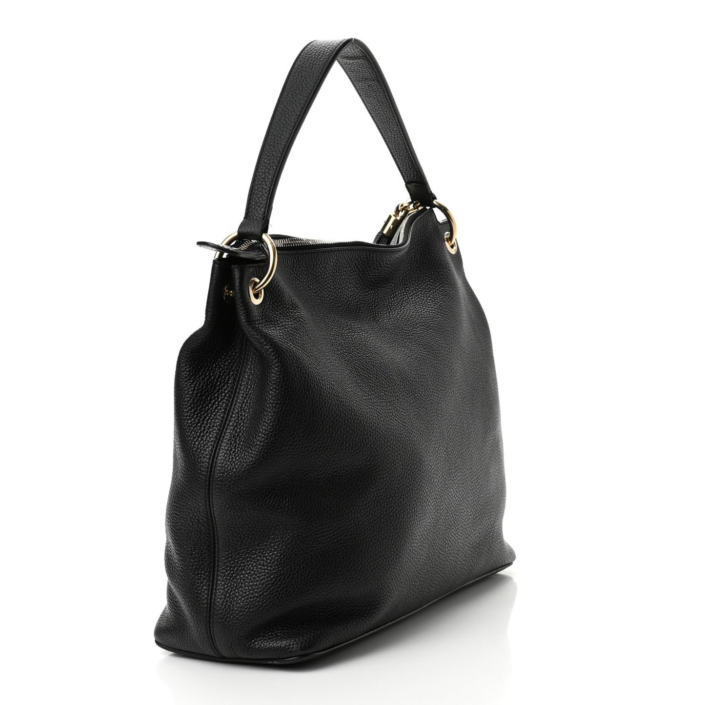 Pebbled Calfskin Large Soho Hobo Black