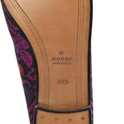 Gucci Jacquard Floral Womens Horsebit Jordaan Loafers 40.5 Black Begonia 7 of 9