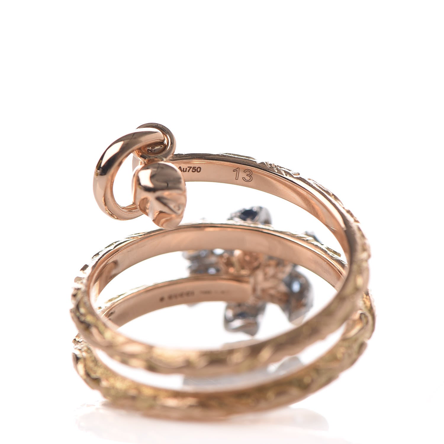 Gucci 18K Rose Gold Diamond Blue Sapphire Flower Ring 53 6.25 5 of 7