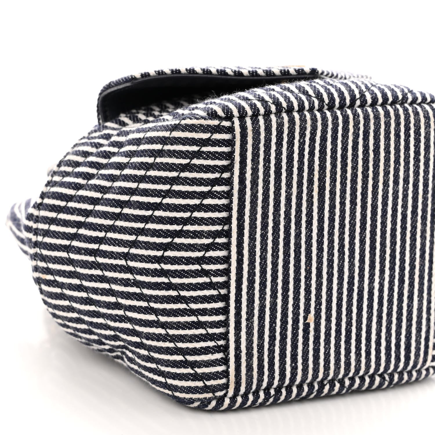 Saint Laurent Canvas Striped Nano Joe Bucket Bag Deep Marine Cream 8 of 9