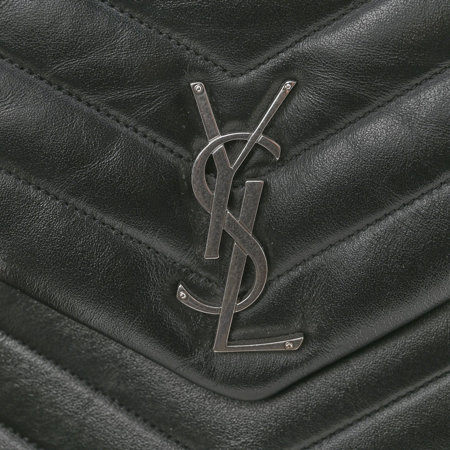 Calfskin Y Quilted Monogram Medium Loulou Chain Satchel Black