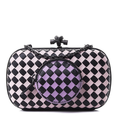 Bottega Veneta Intreccio Nappa Knot Clutch Black Pink Purple 1 of 4